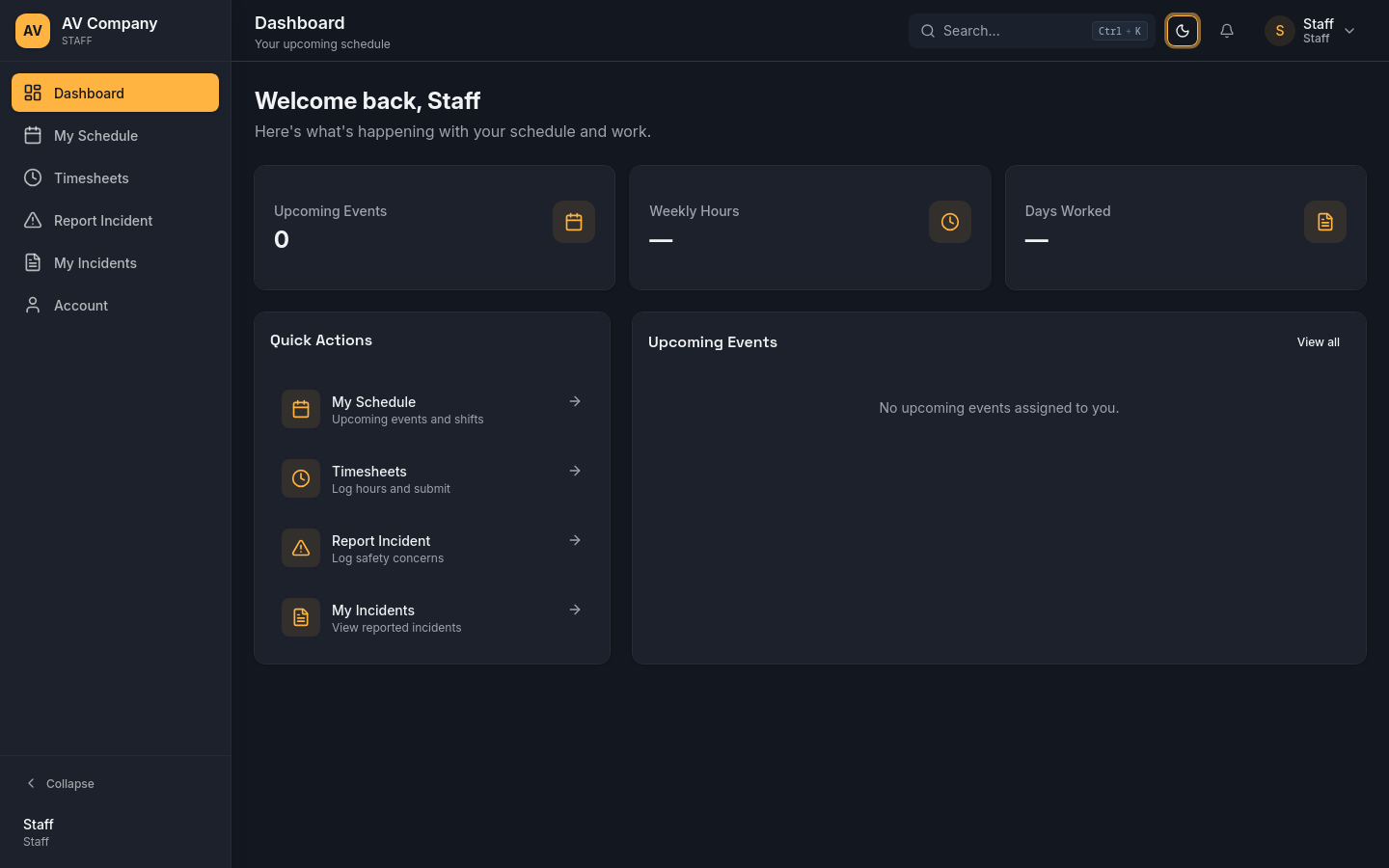 EventDesk staff portal